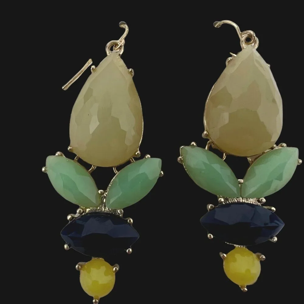 Charming Charlie Pierced Earrings Dangle Yellow Green‎ Purple Bubble Wire